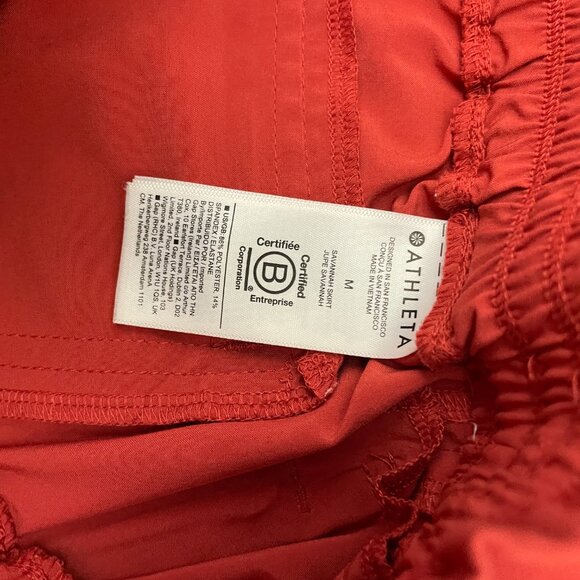 Athleta Savannah Orange Red Currant Stretch Midi Skirt M Women's Athletic! - Picture 7 of 7